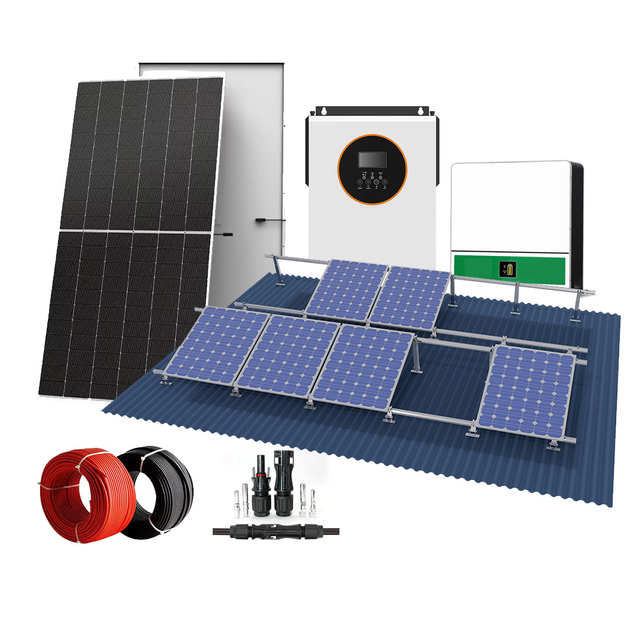 Panel solar fuera de la red Sistema de energía solar Kit de paneles fotovoltaicos Instalación fácil para el montaje del techo doméstico