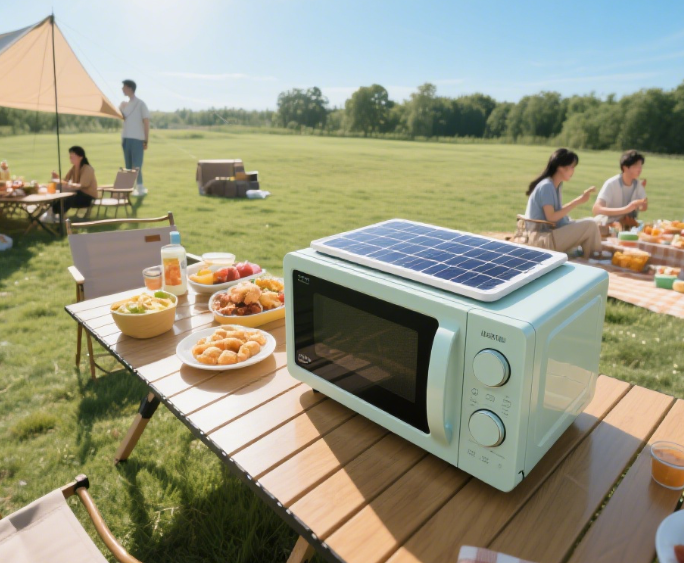 un microondas con energía solar